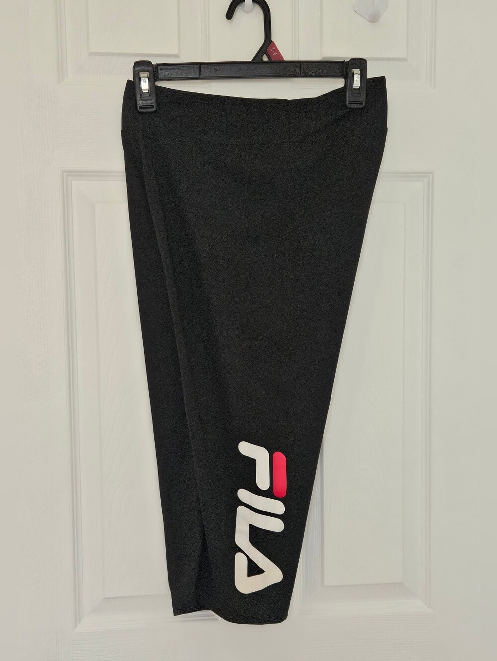 Fila Black Leggings with White and Red Logo